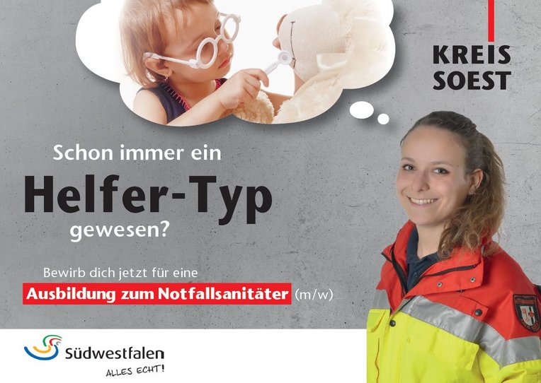 Flyer Ausbildung Notfallsanitäter*in. Foto: Kreis Soest