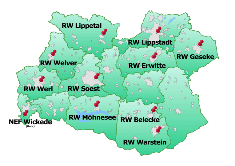 Kreisgebiet mit Standorte Rettungsdienst. Foto: Kreis Soest