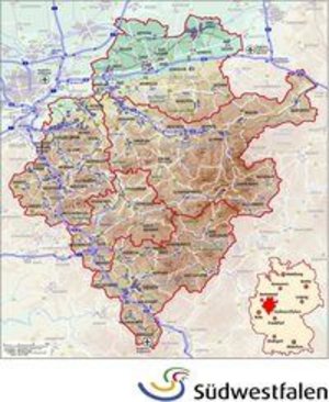 Karte Region Südwestfalen. Quelle: Südwestfalenagentur