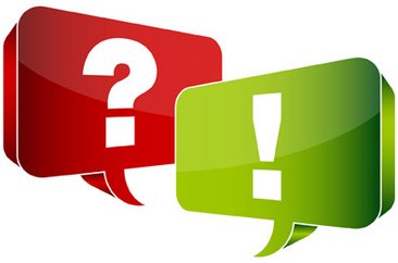 Fragezeichen auf roter Sprechblase, Ausrufezeichen auf grüner Sprechblase. Foto: © Jan Engel - Fotolia