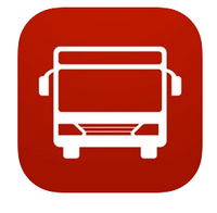 Icon mit einem Bus auf roten Hintergrund der App Mobil Info