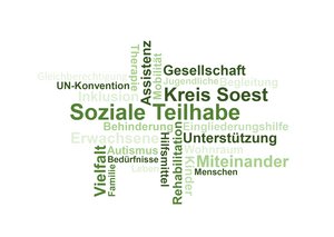 Wortwolke Soziale Teilhabe Foto: © Kreis Soest/Abteilung Soziales Wortwolke Soziale Teilhabe Foto: © Kreis Soest/Abteilung Soziales
