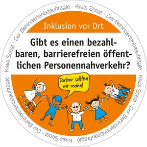 Bierdeckel mit der Aufschrift: Gibt es bezahlbaren, barrierefreien öffentlichen Personennahverkehr?