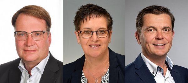 Die stellvertretenden Landräte (v. l.): Markus Patzke, Heike Kruse und Oliver Pöpsel. Fotos (v. l.): Karin Lux, Thomas Weinstock, Weitblick Medien