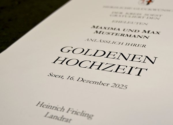 Urkunde zum Ehejubiläum