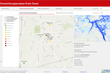 Screenshot aus der Klimarisikokarte zum Thema Starkregen. Shot: Kreis Soest