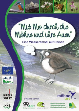 So sieht das Heft mit der Geschichte über Mo die Wasseramsel aus. Die Zeichnungen hat Karina Schnell gemacht.