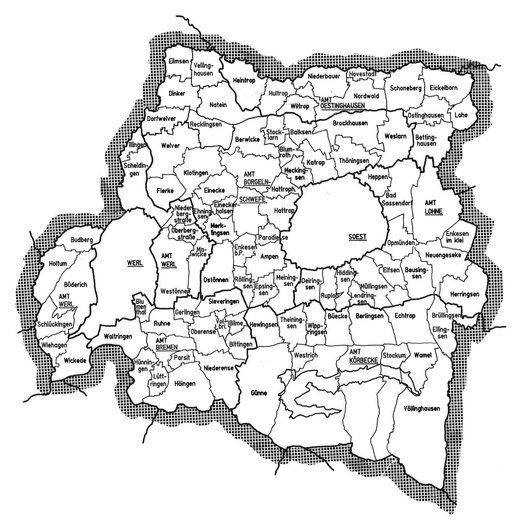 Hier kannst Du Dir den alten Kreis Soest anschauen. Karte: Kreisarchiv
