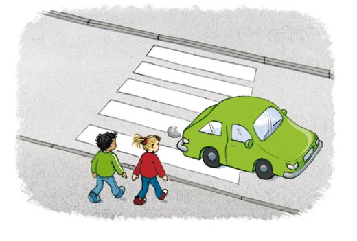 Am Zebrastreifen kannst Du leichter über die Straße gehen. Aber viele Autofahrer halten hier nicht an.