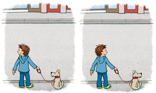 Vor dem Bordstein musst Du mehrmals in beide Richtungen schauen. Sieh genau hin: Kommt noch ein Auto?